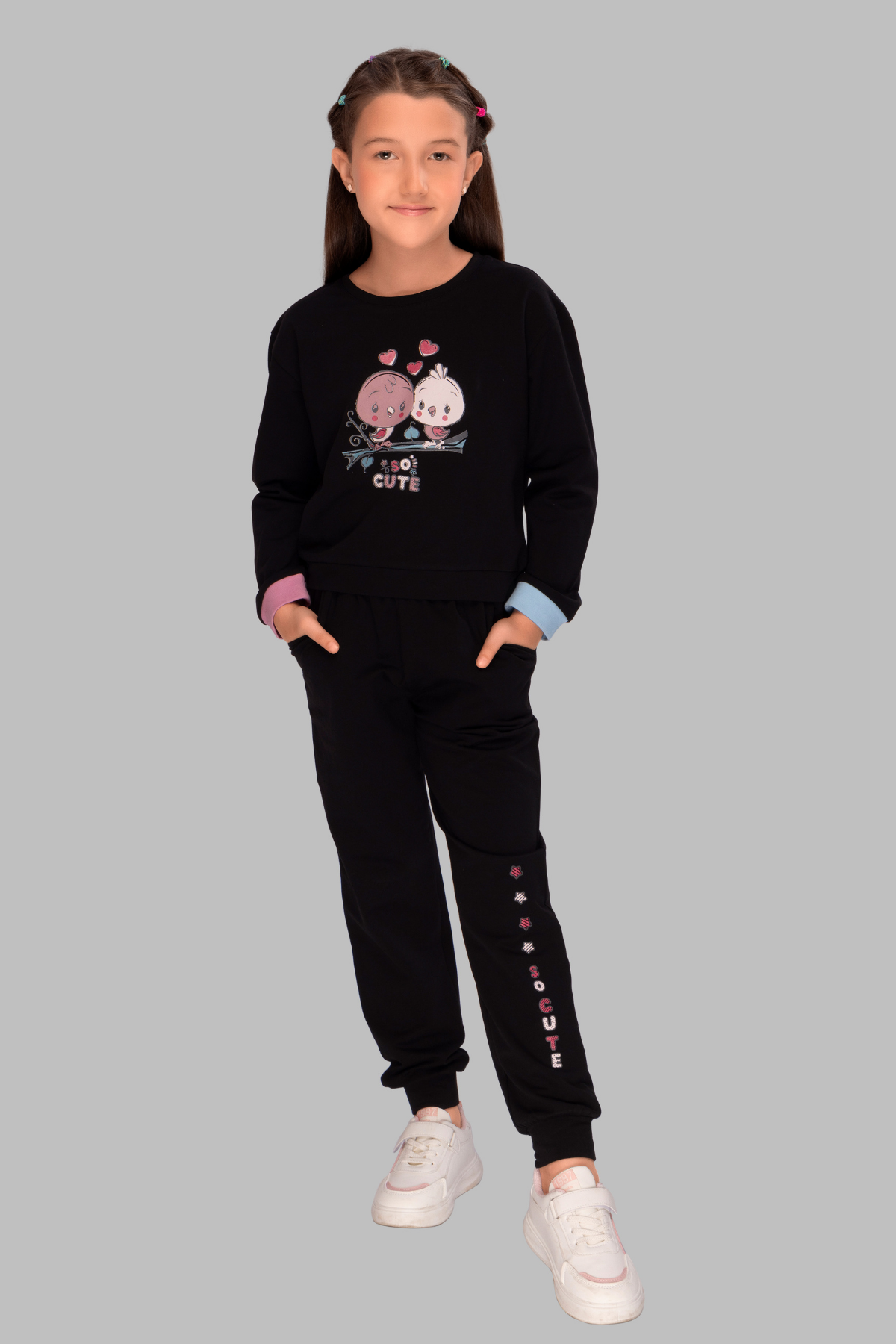 Black Full Sleeves Track Suits For Girls