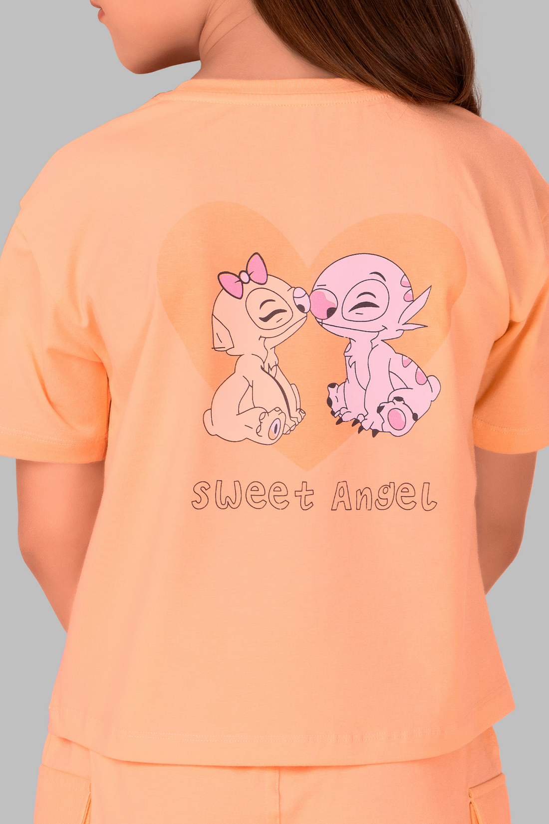 Pretty Kitty Peach Top Pajama Set For Girls PJ 25009