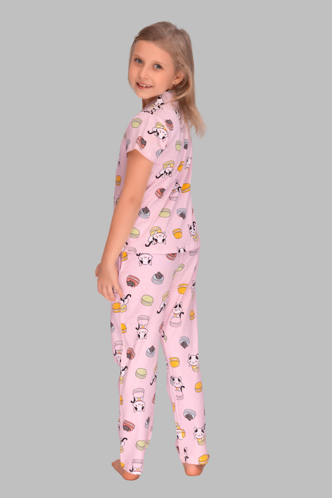 Pink Bun and Kitty Collar And Pajama Set for Girls CL 25095
