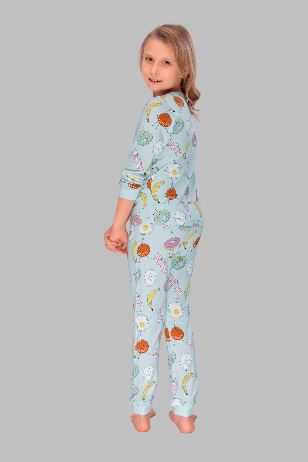 Fruit Doughnuts Cozy Nightsuits Top Pajama Set For Girls