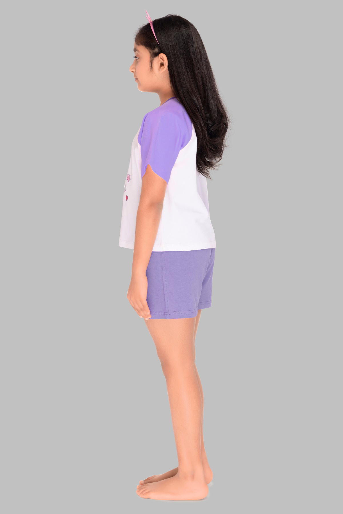 Colour Block Shorts Set For Girls