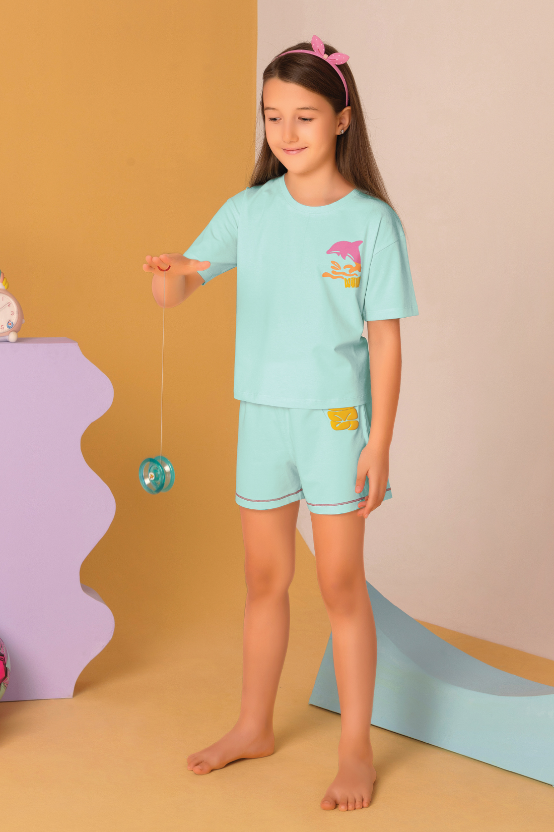 Cute Dolphin Shorts Set For Girls