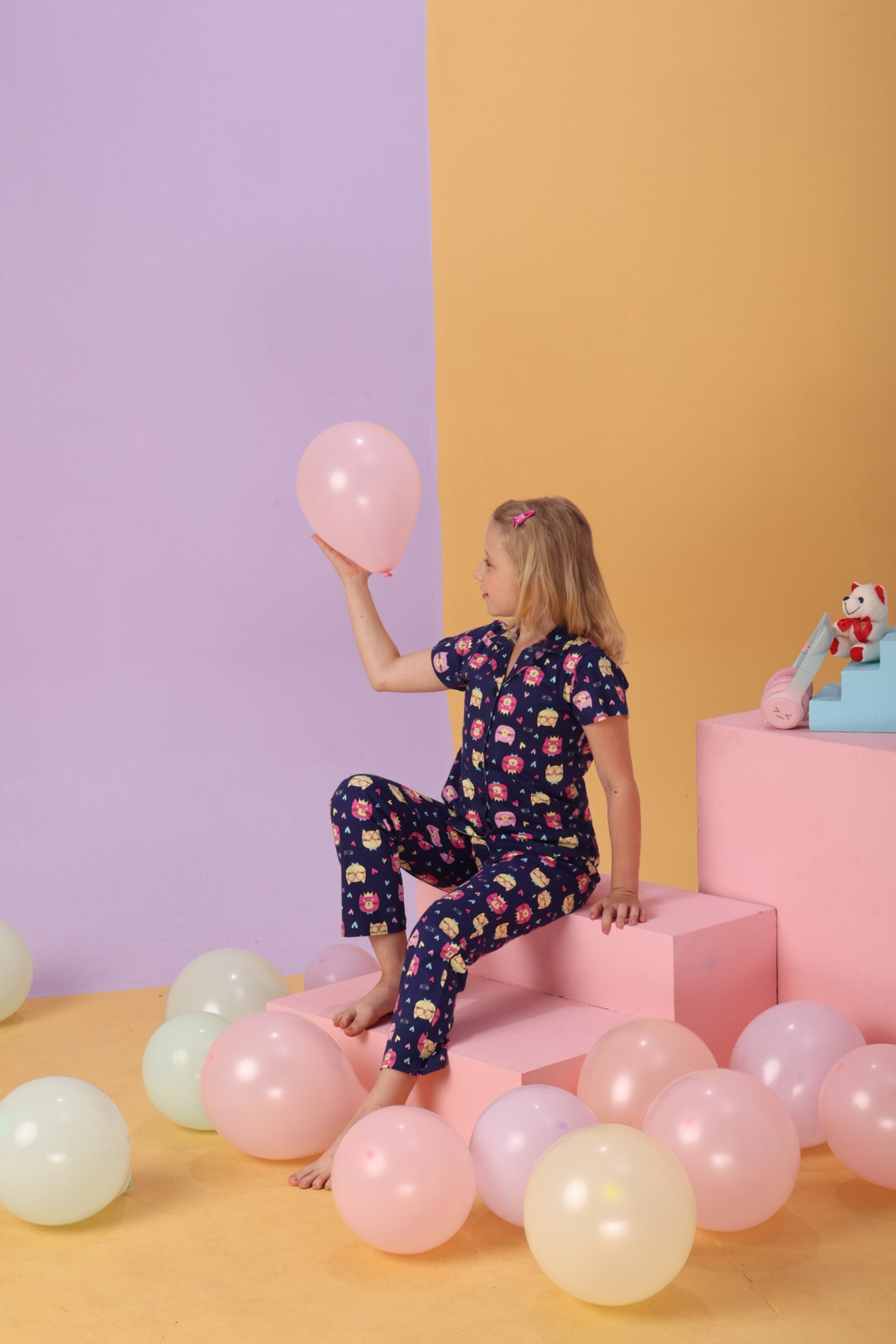 Comfy Collar Pajama Shirt  Set CL 25098