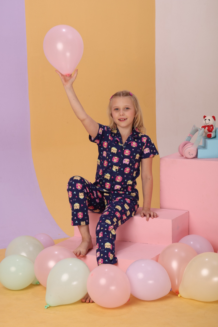 Comfy Collar Pajama Shirt  Set CL 25098