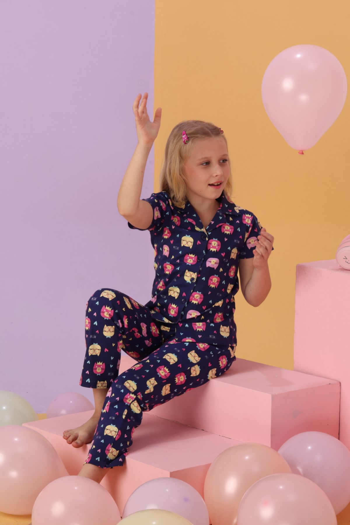 Comfy Collar Pajama Shirt  Set