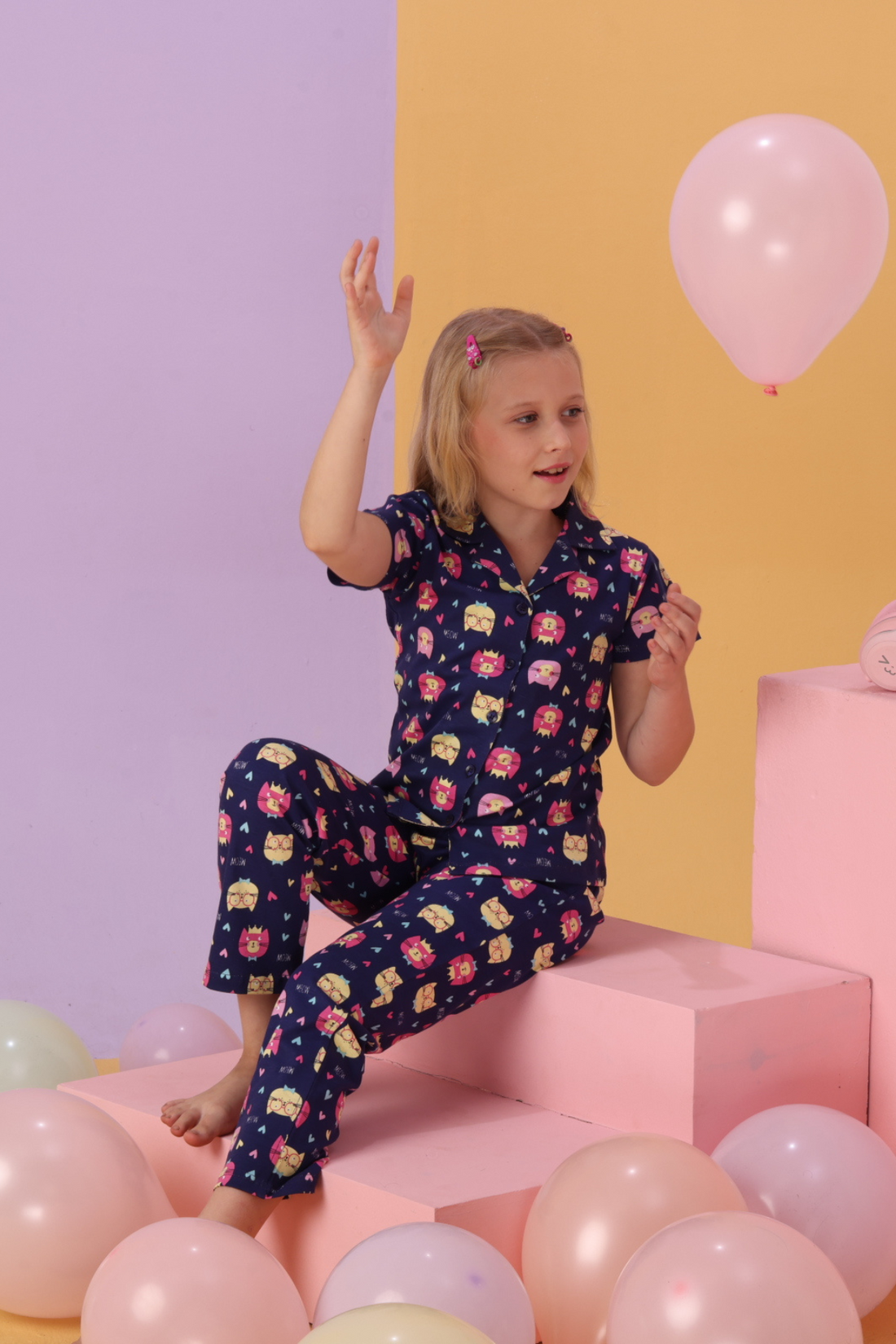 Comfy Collar Pajama Shirt  Set CL 25098