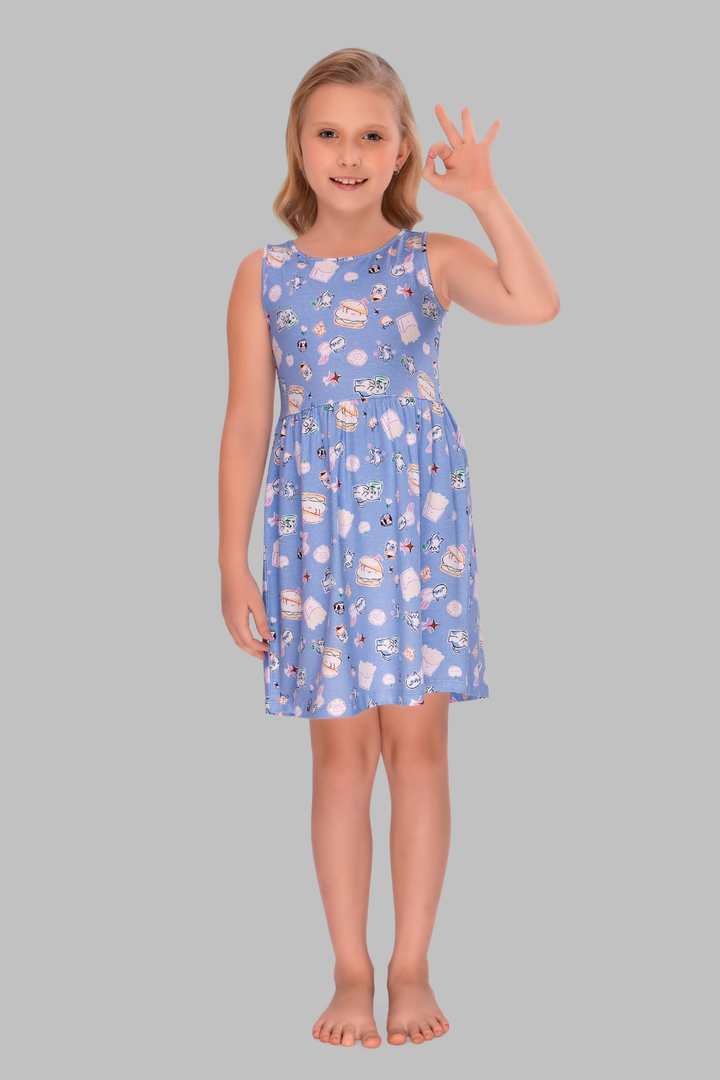 Kitty Cuddle Comfort Lounge Dress For Girls LK DR 25071