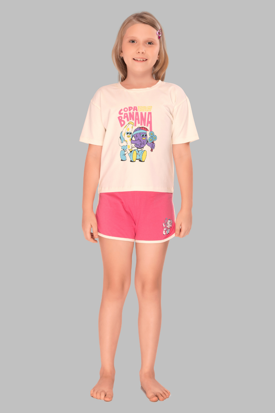 Pink Copa Banana Shorts Set For Girls SH 25043