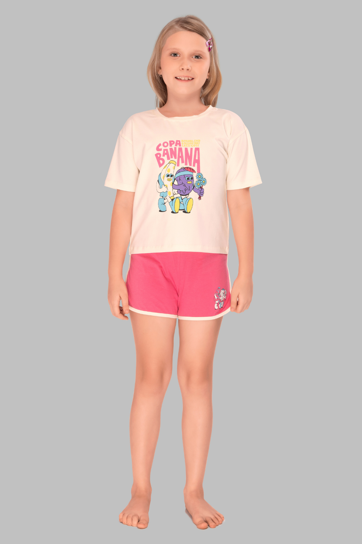 Pink Copa Banana Shorts Set For Girls