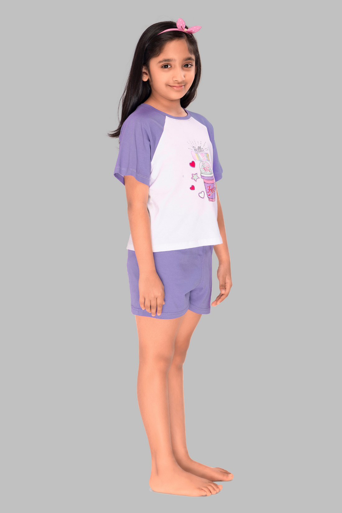 Colour Block Shorts Set For Girls
