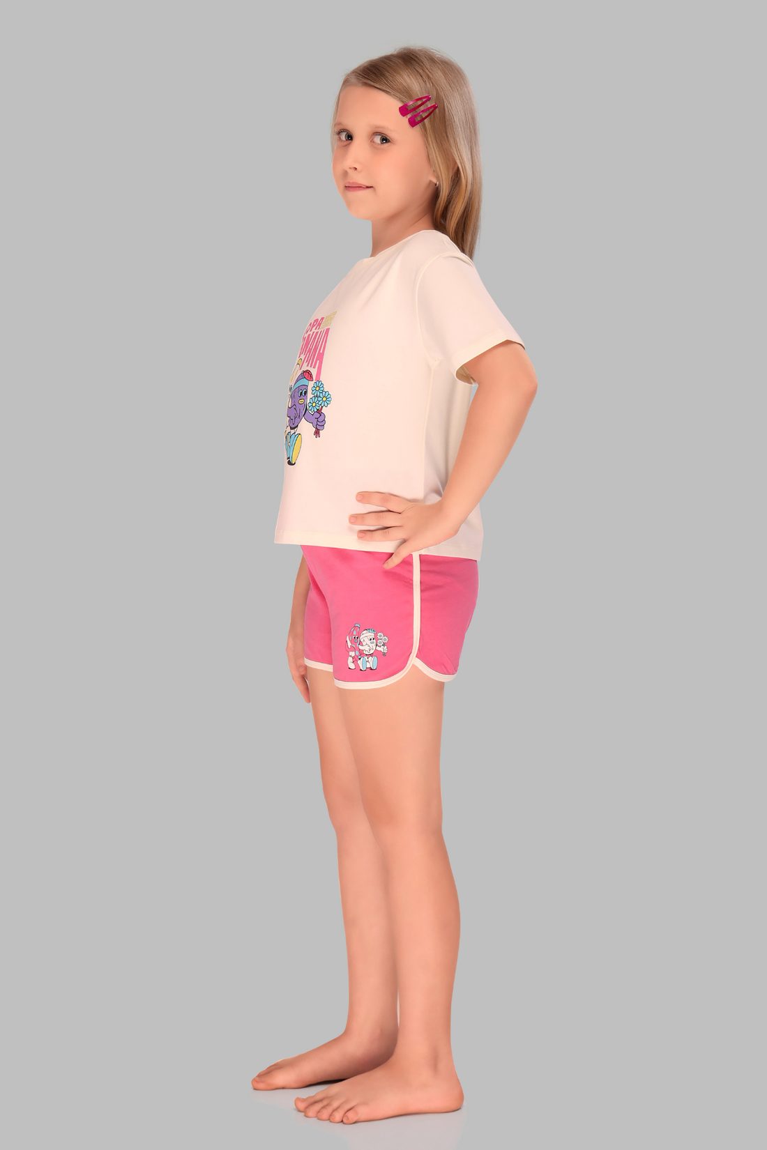 Pink Copa Banana Shorts Set For Girls SH 25043