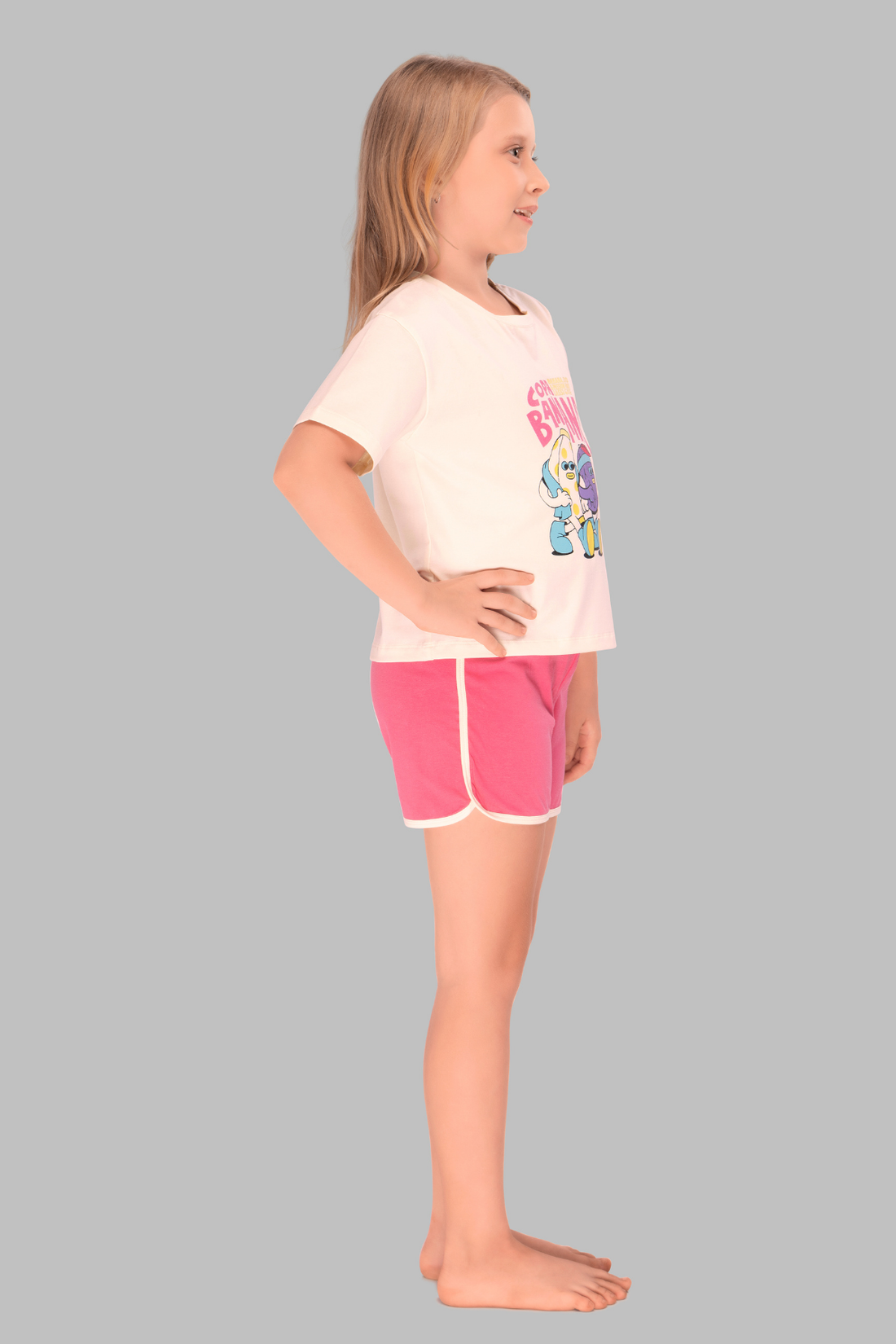 Pink Copa Banana Shorts Set For Girls SH 25043