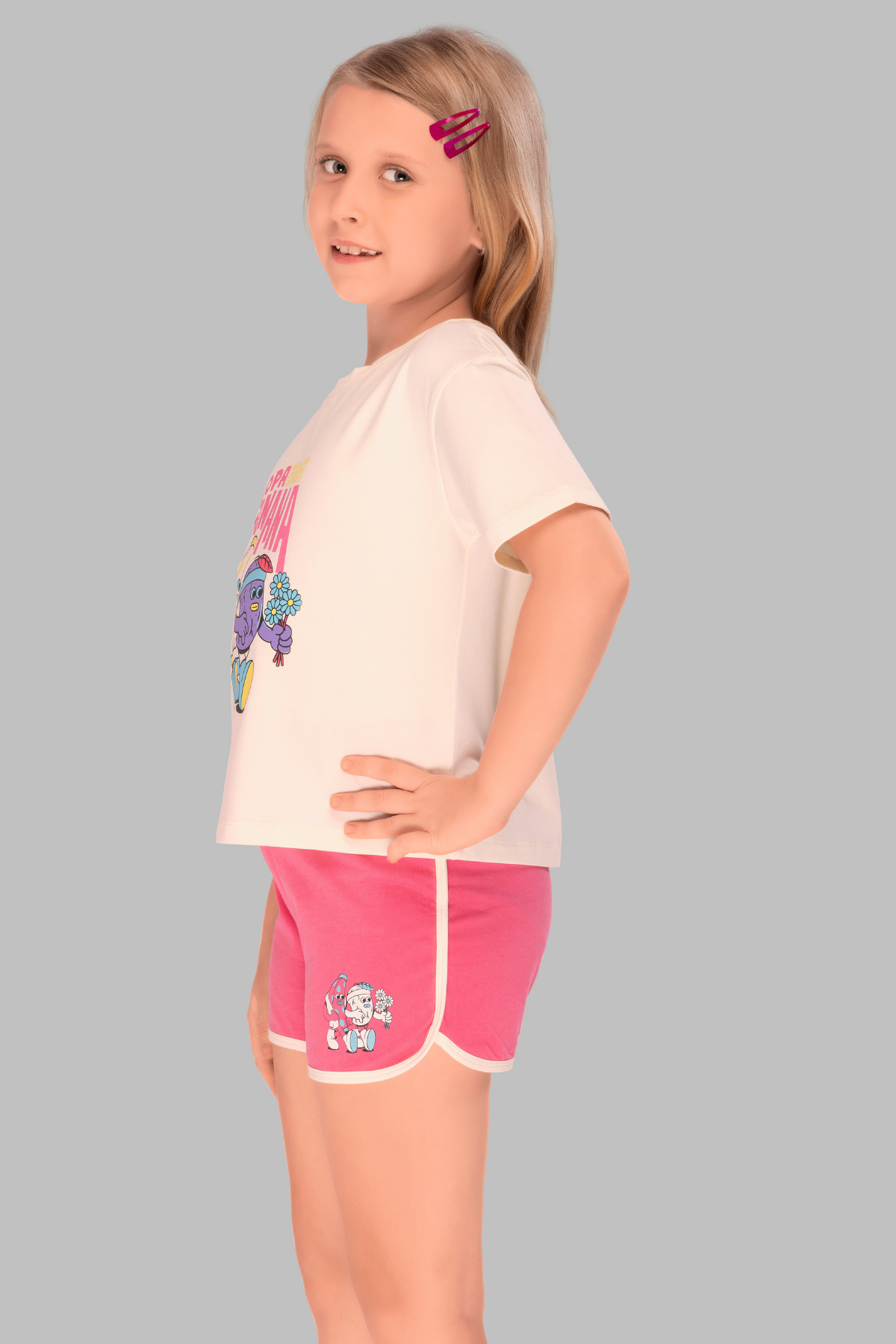 Pink Copa Banana Shorts Set For Girls SH 25043