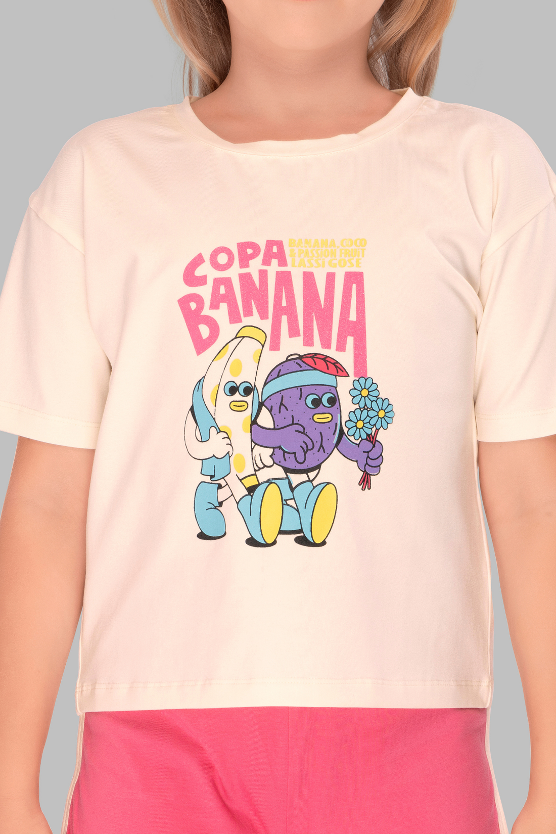 Pink Copa Banana Shorts Set For Girls SH 25043