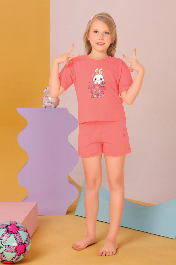 Funny Bunny Shorts Set For Girls