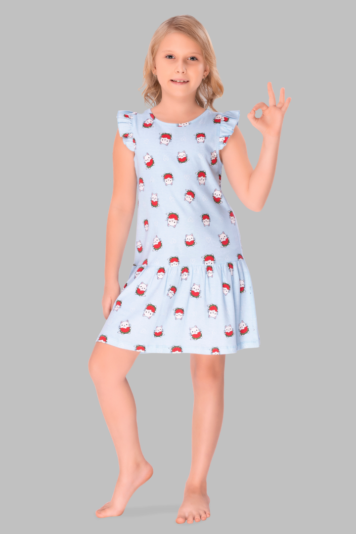 Playful Kitty Lounge Dress For Girls DR 25073