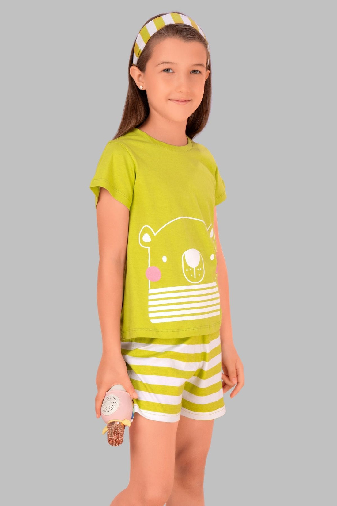 3 Piece Nightsuits Top Pajama Shorts Sets For Girls