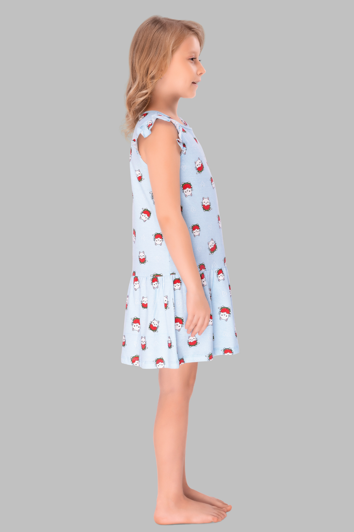 Playful Kitty Lounge Dress For Girls