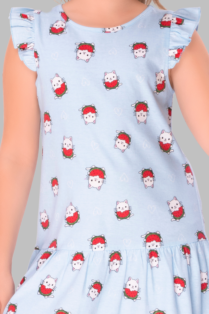 Playful Kitty Lounge Dress For Girls