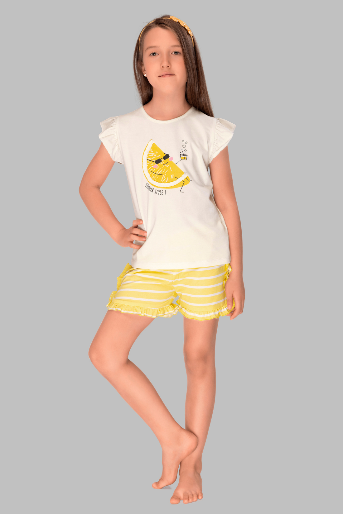 White Summer Special Shorts Set For Girls