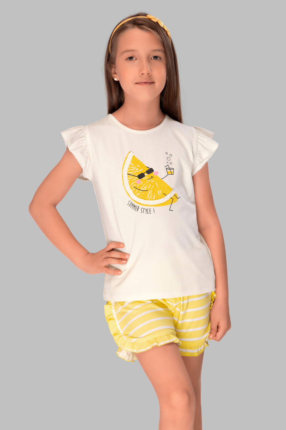 White Summer Special Shorts Set For Girls