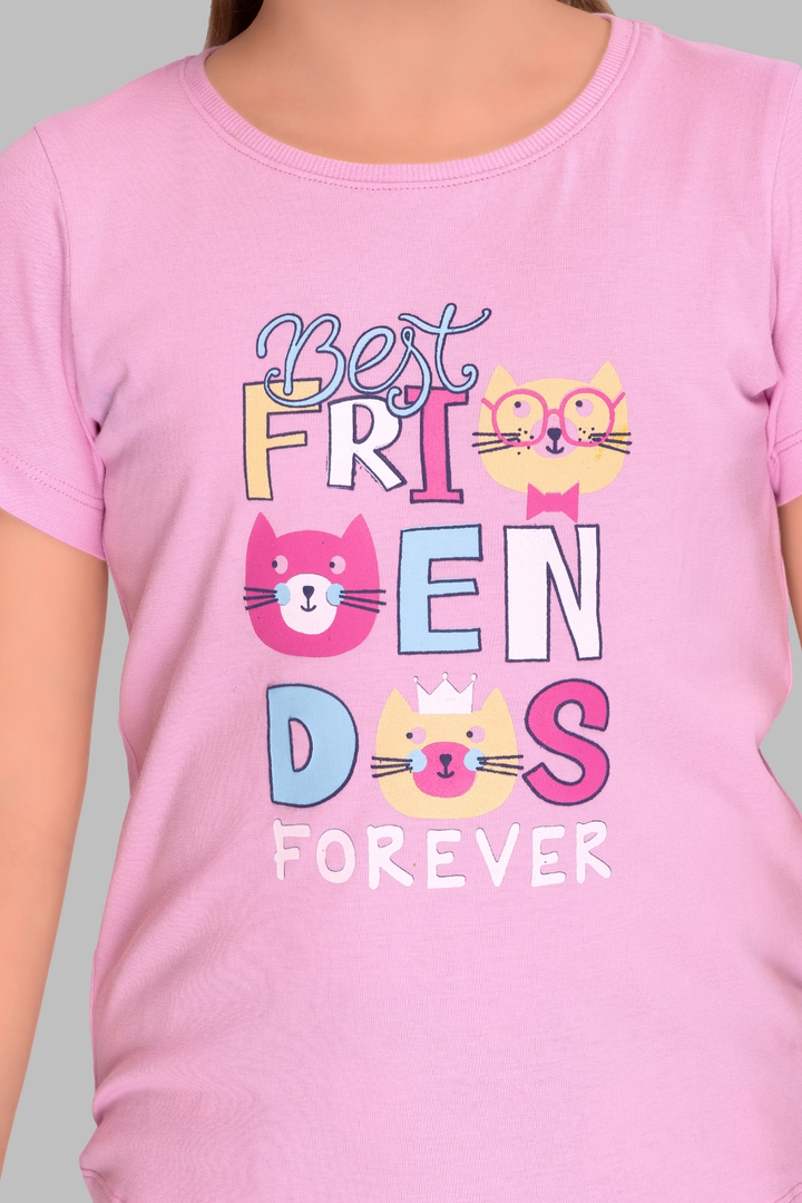 Pink & Navy "Best Friends Forever" Pajama Set For Girls