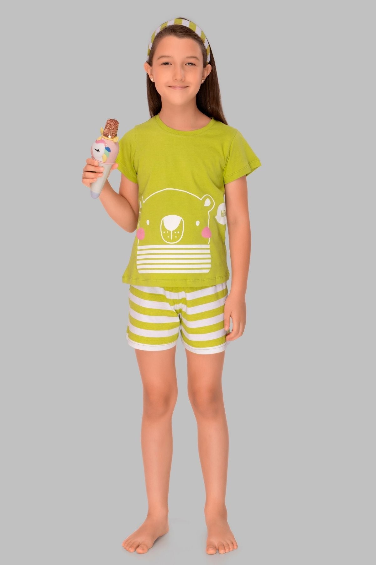 3 Piece Nightsuits Top Pajama Shorts Sets For Girls