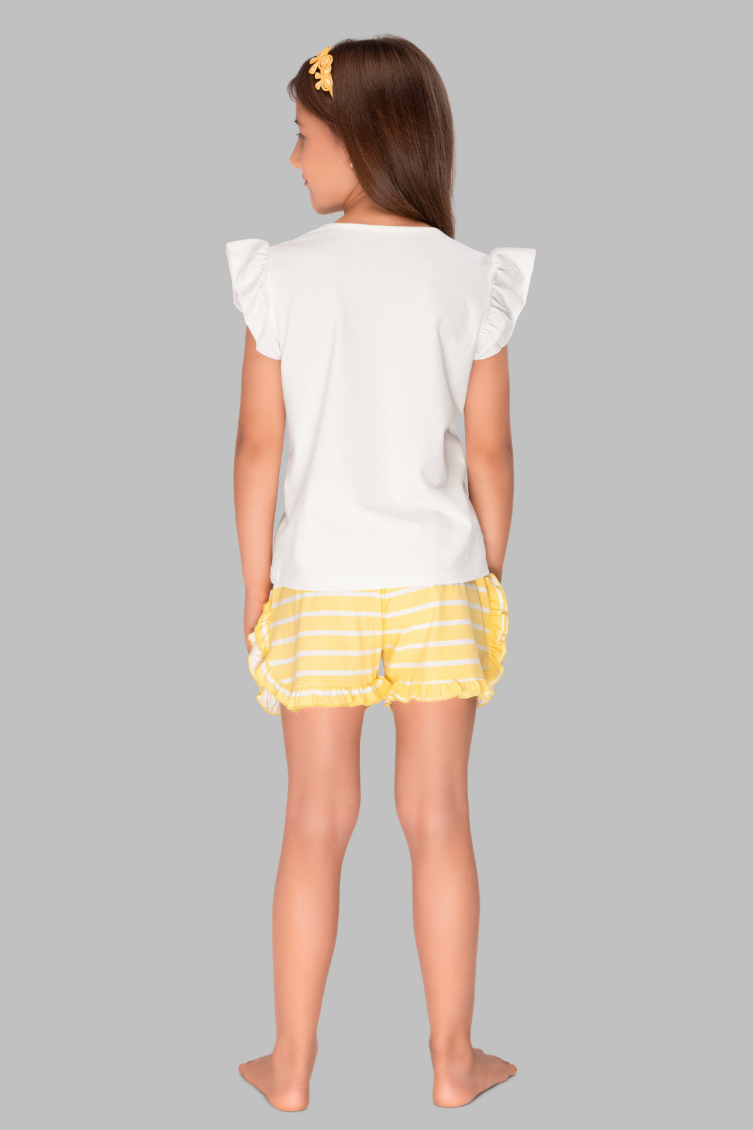 White Summer Special Shorts Set For Girls
