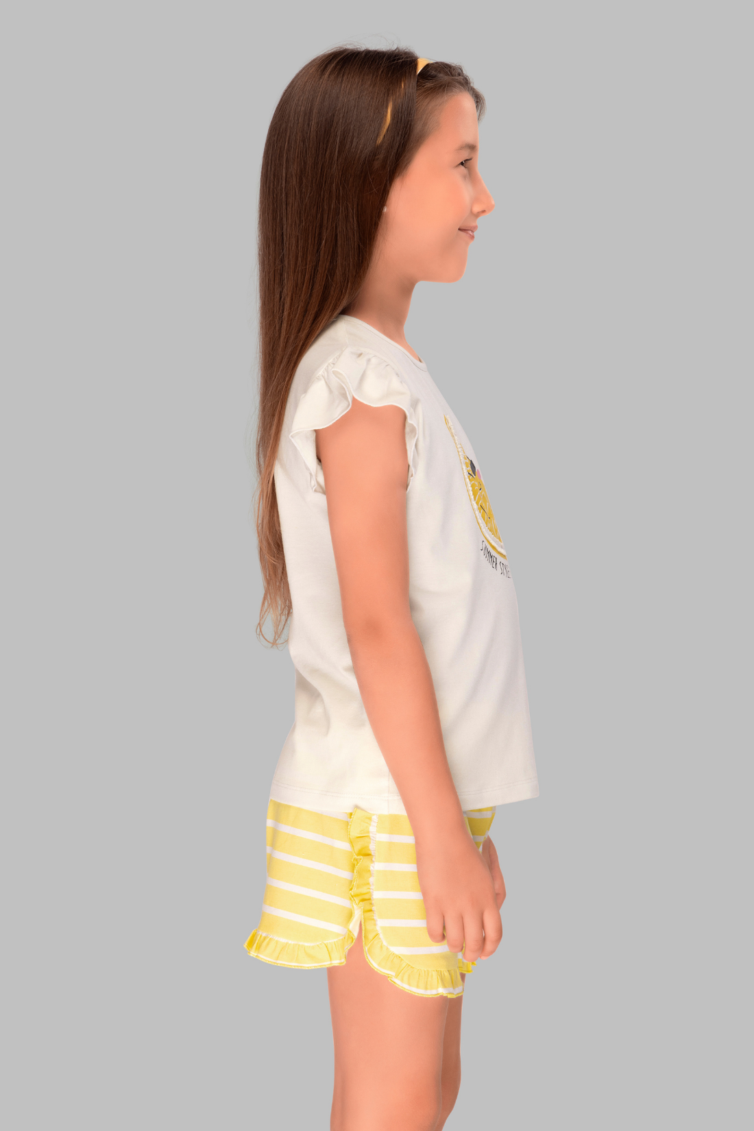 White Summer Special Shorts Set For Girls