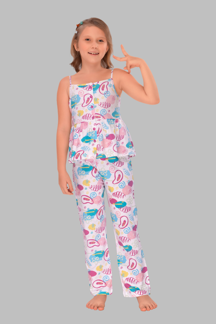 Spaghetti Straps Fancy Pajama Sets For Girls