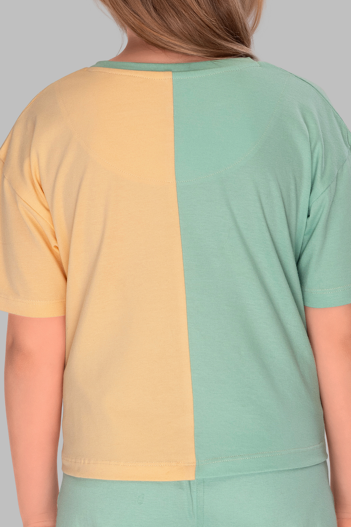 Pastel Petals Color Blocked Top Pajama Sets For Girls