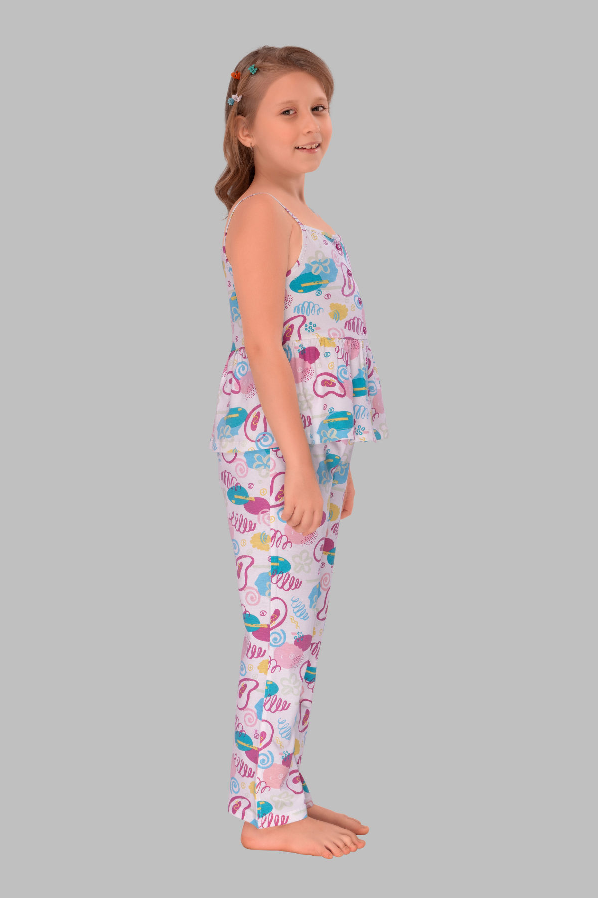 Spaghetti Straps Fancy Pajama Sets For Girls PJ 25058