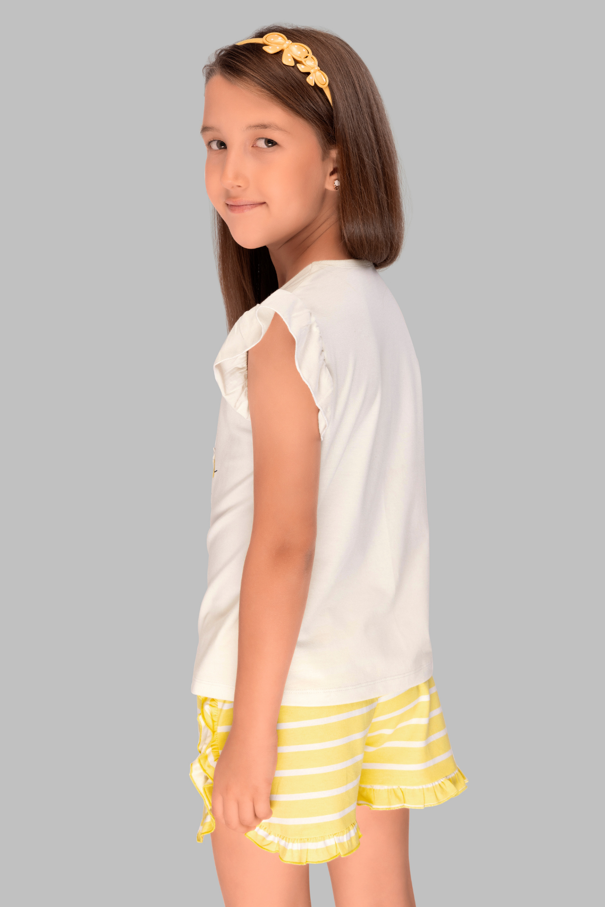 White Summer Special Shorts Set For Girls