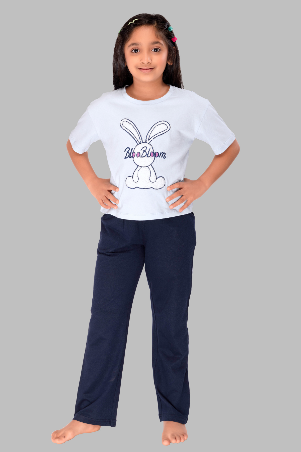 Bunny Top Pajama Set For Girls