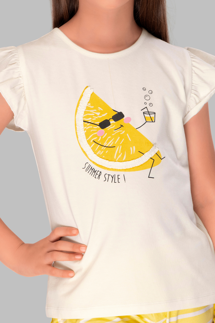 White Summer Special Shorts Set For Girls SH 25045