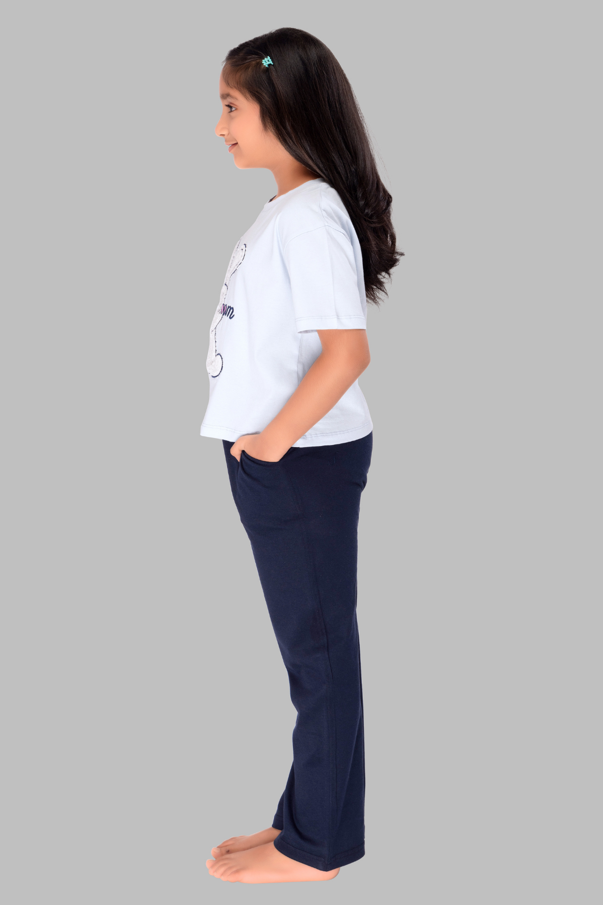 Bunny Top Pajama Set For Girls