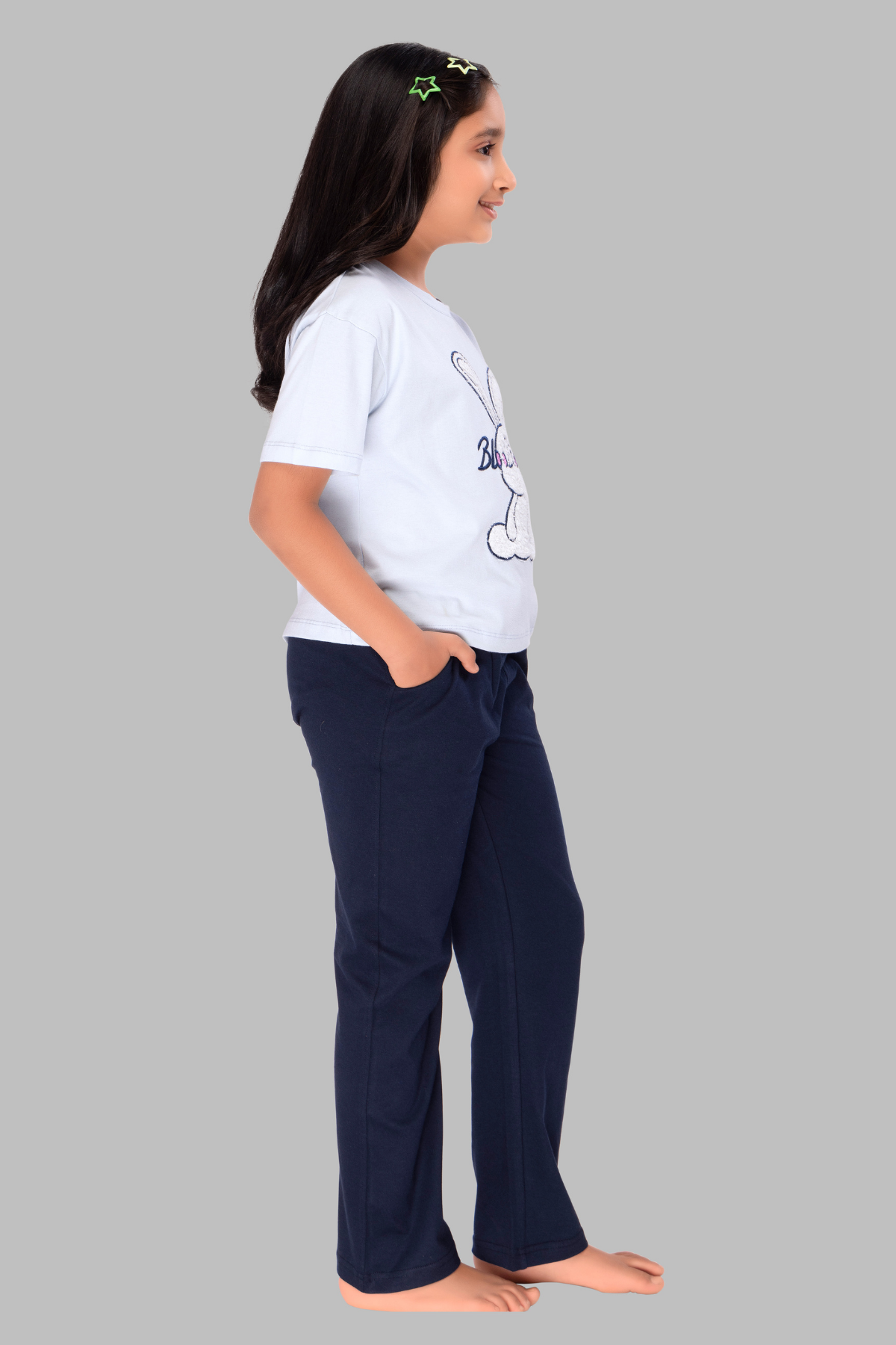 Bunny Top Pajama Set For Girls