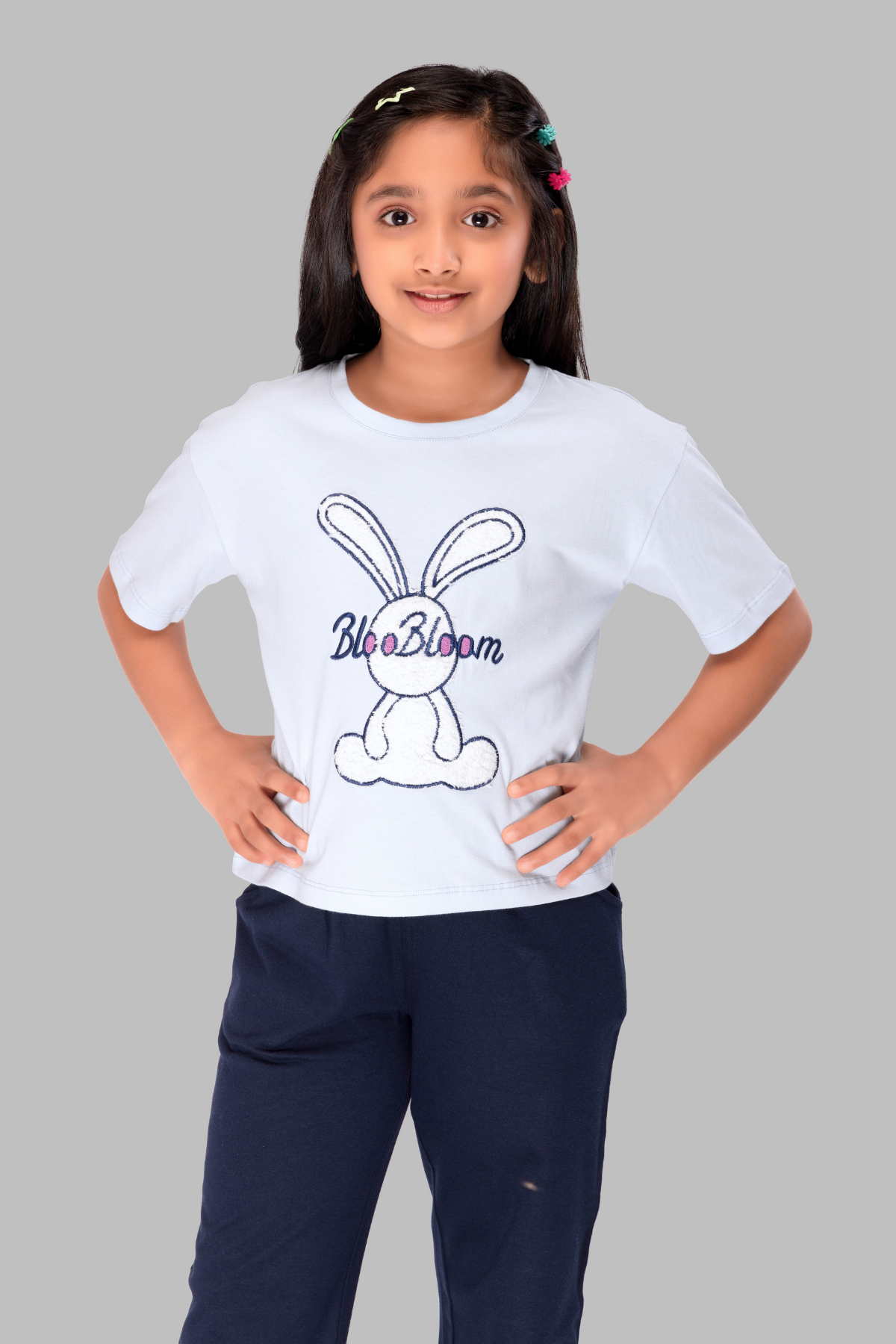Bunny Top Pajama Set For Girls
