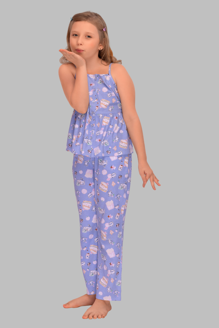 Spaghetti Straps Fancy Pajama Sets For Girls