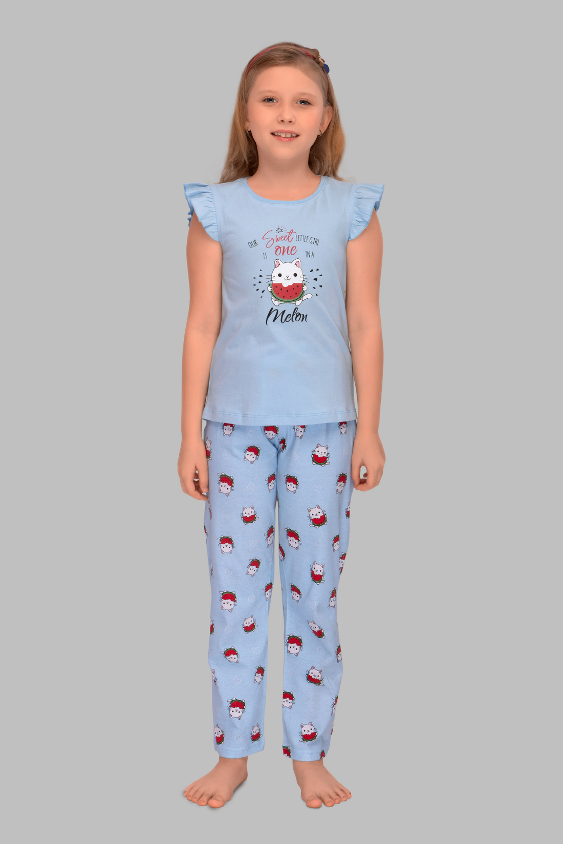 Kitty Watermelon Treat Top Pajama Set For Girls PJ 25016