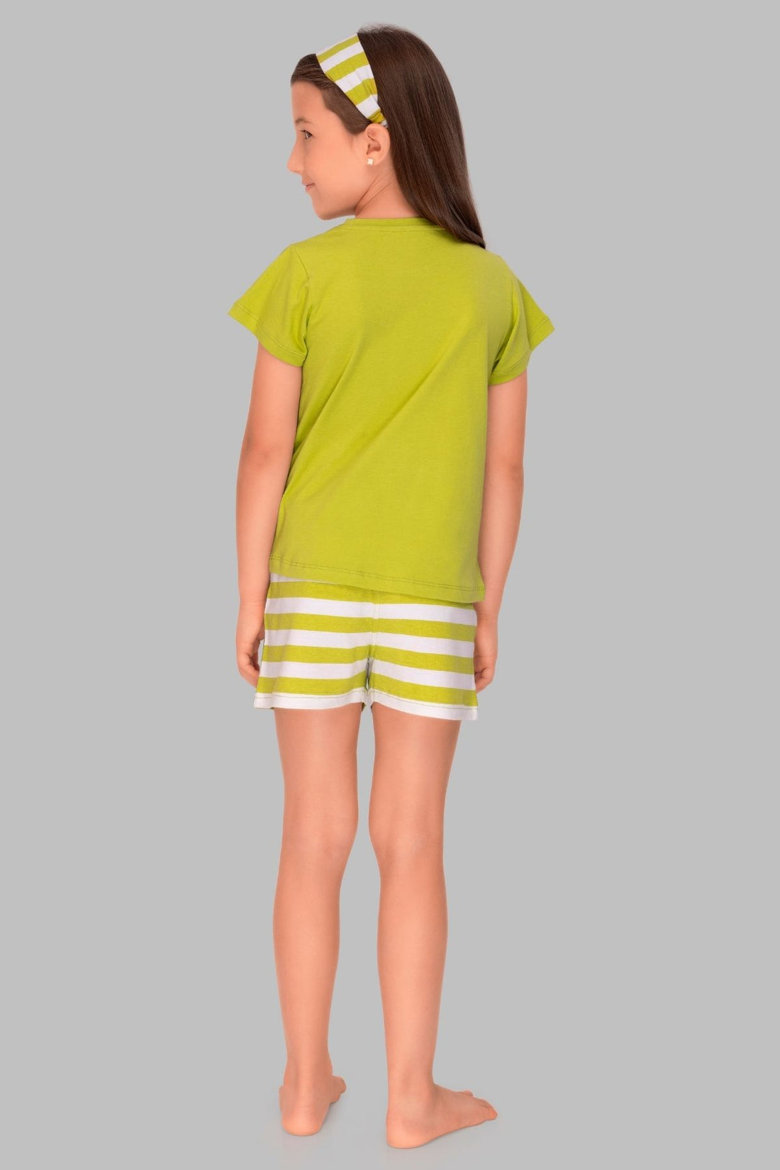 3 Piece Nightsuits Top Pajama Shorts Sets For Girls