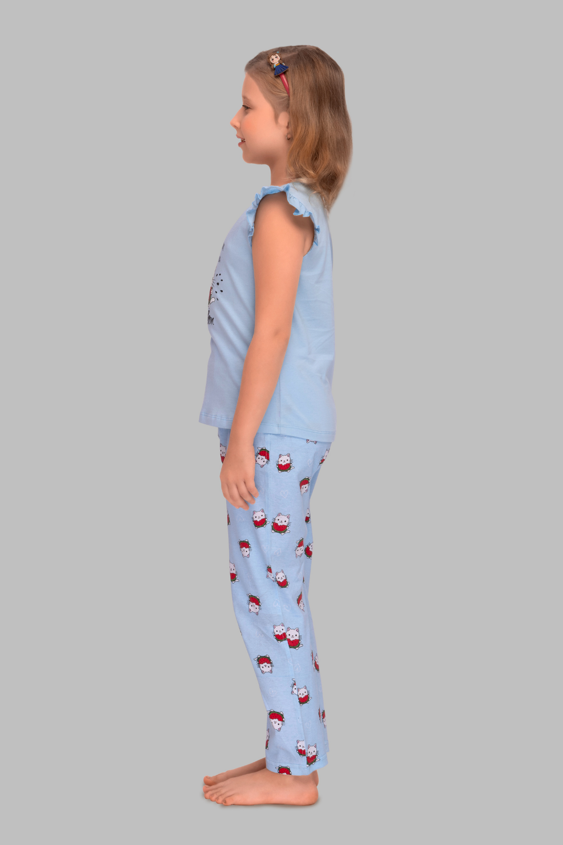 Kitty Watermelon Treat Top Pajama Set For Girls