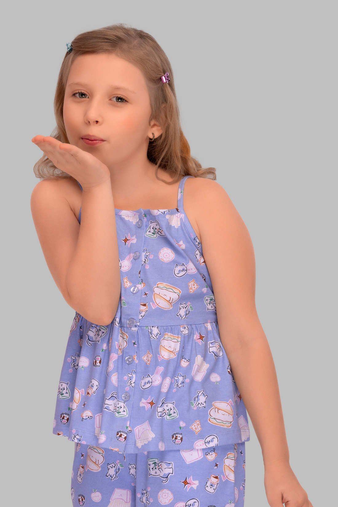 Spaghetti Straps Fancy Pajama Sets For Girls PJ 25059
