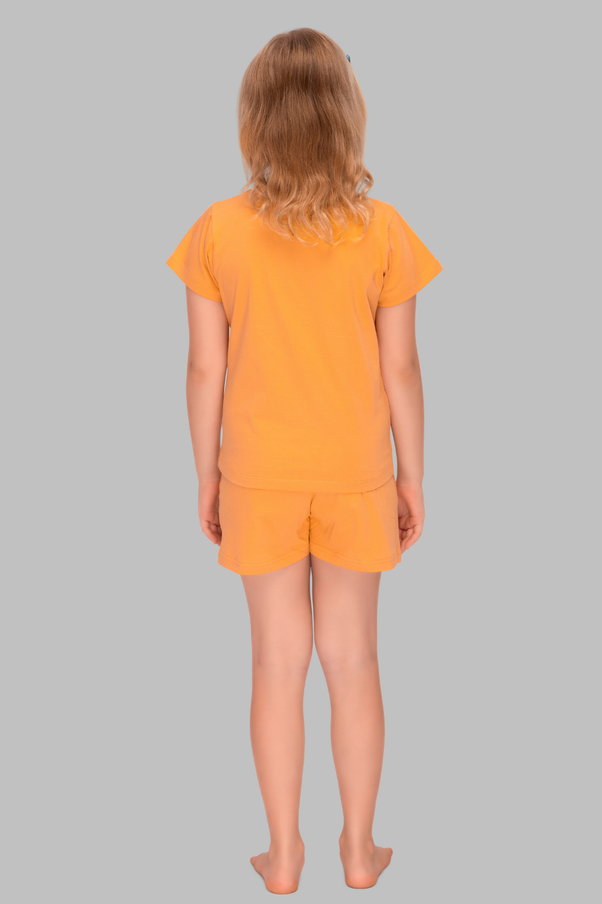 Orange Printed  Shorts Set For Girls SH 25046