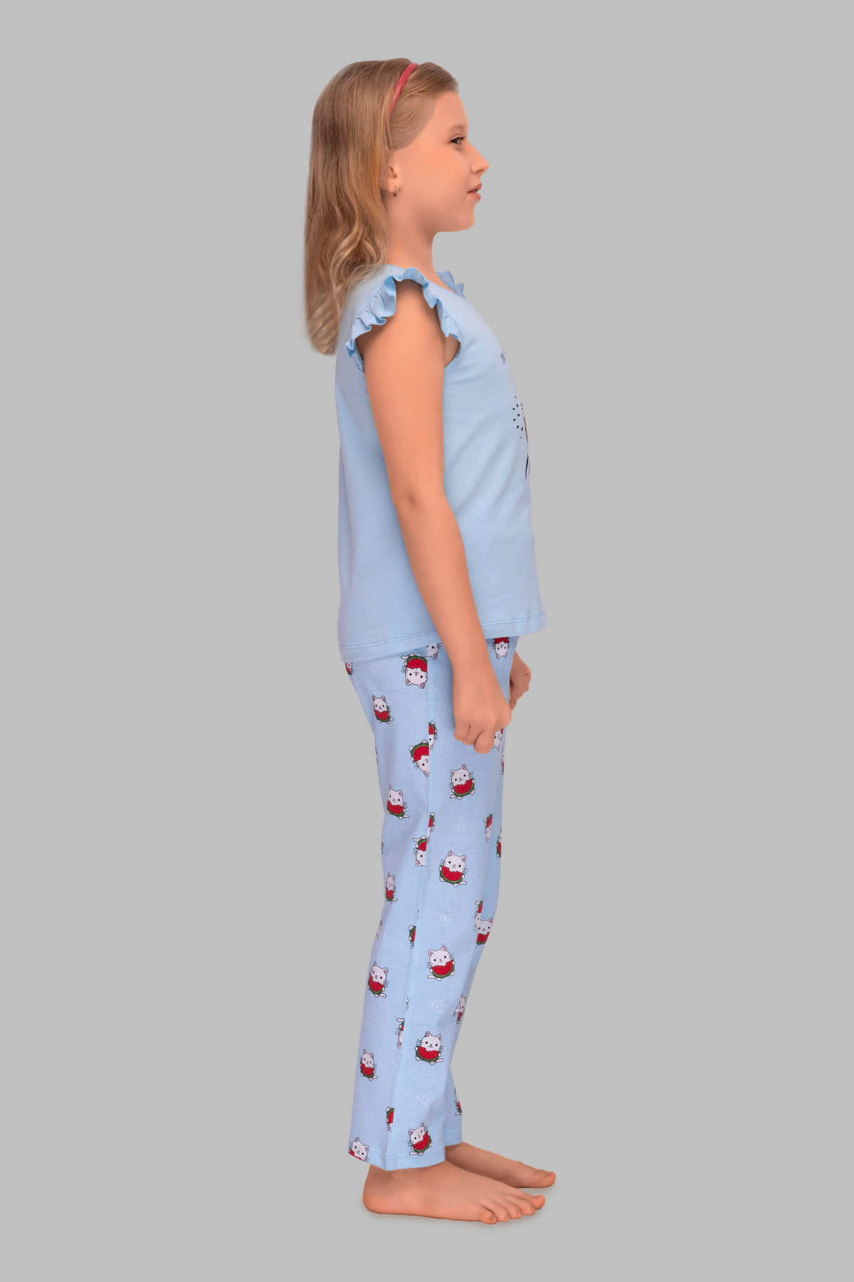 Kitty Watermelon Treat Top Pajama Set For Girls