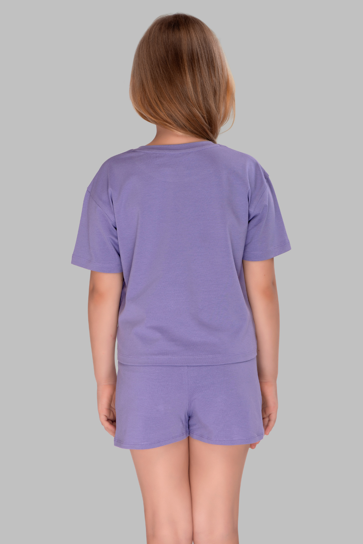 Purple Giraffe Happy Shorts Set For Girls