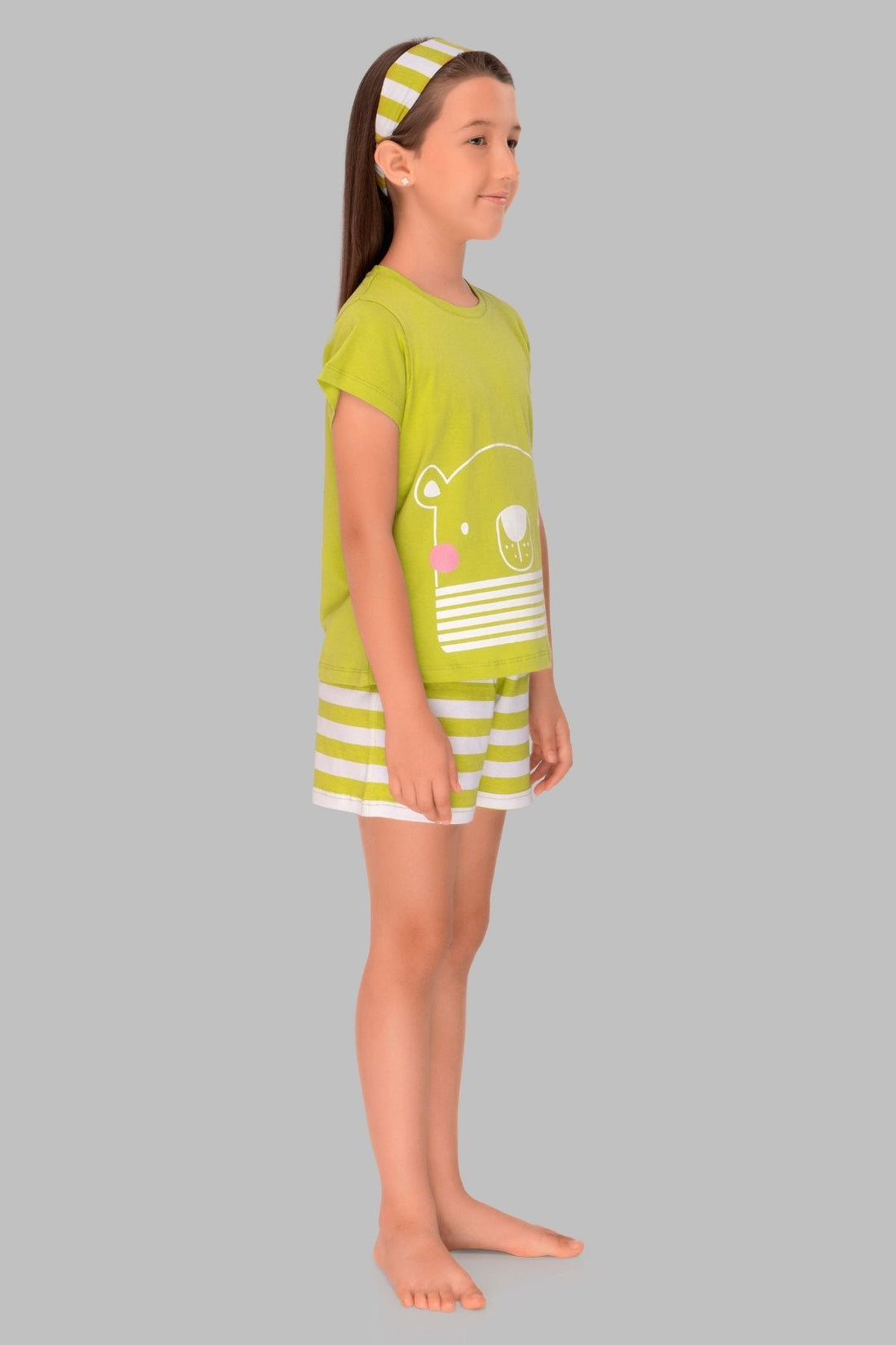 3 Piece Nightsuits Top Pajama Shorts Sets For Girls