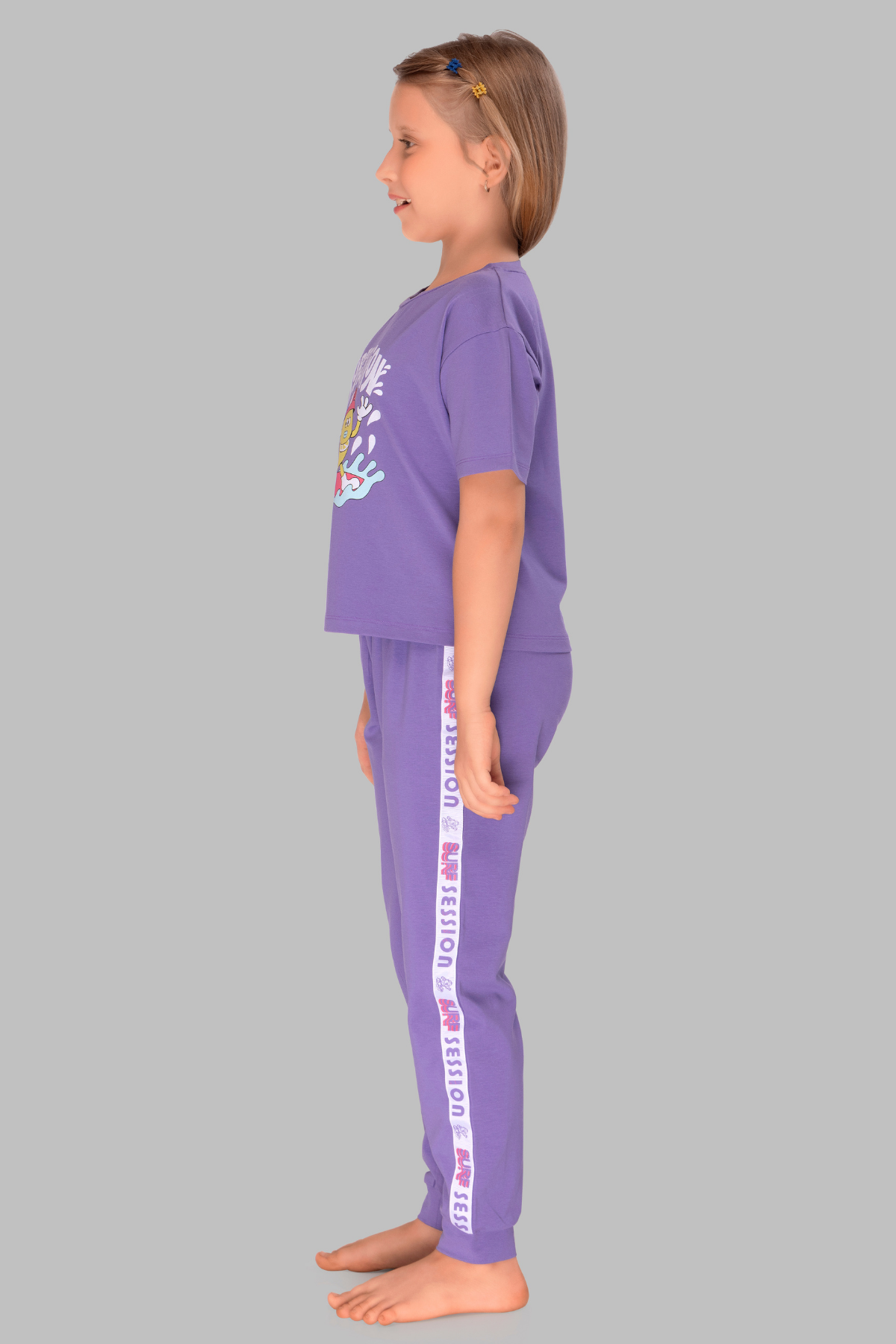 Dreamy Lavender Co-Ord Night Suit for Girls – Cozy Cotton Jogger Set 25017