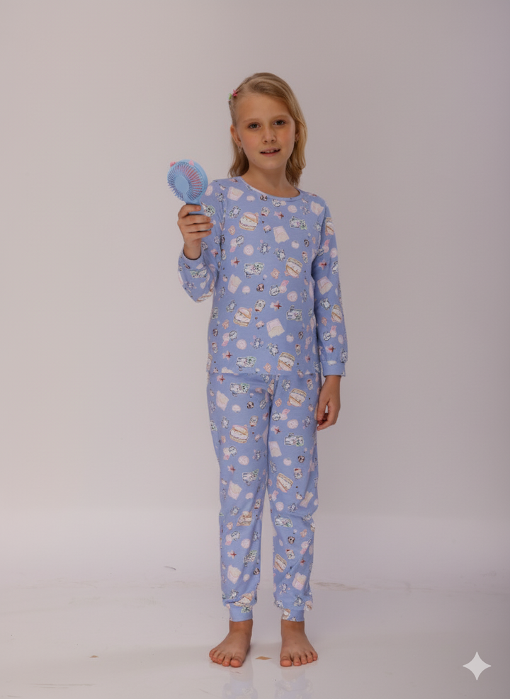 Cute Kitty Cozy Nightsuits Top Pajama Set For Girls