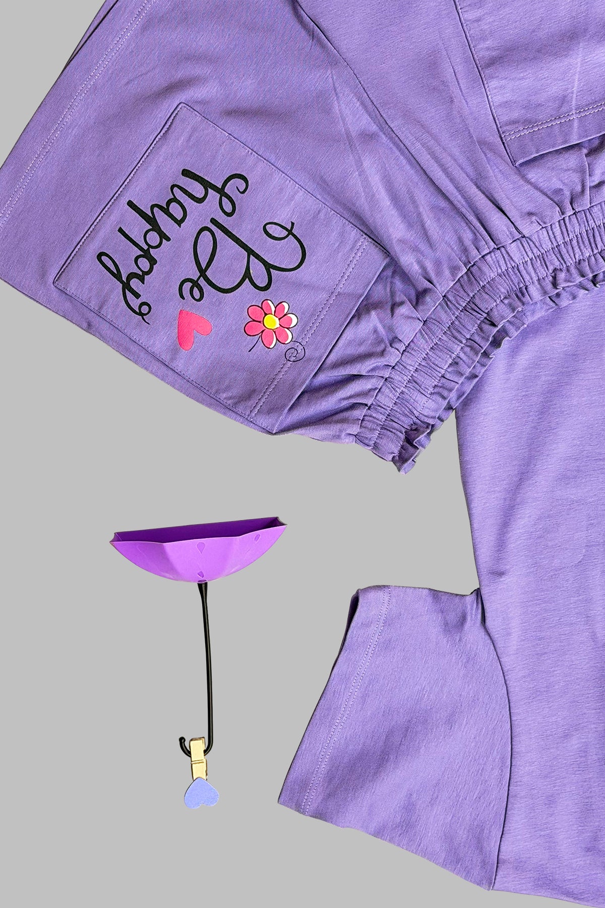 Purple Giraffe Happy Shorts Set For Girls SH 25047